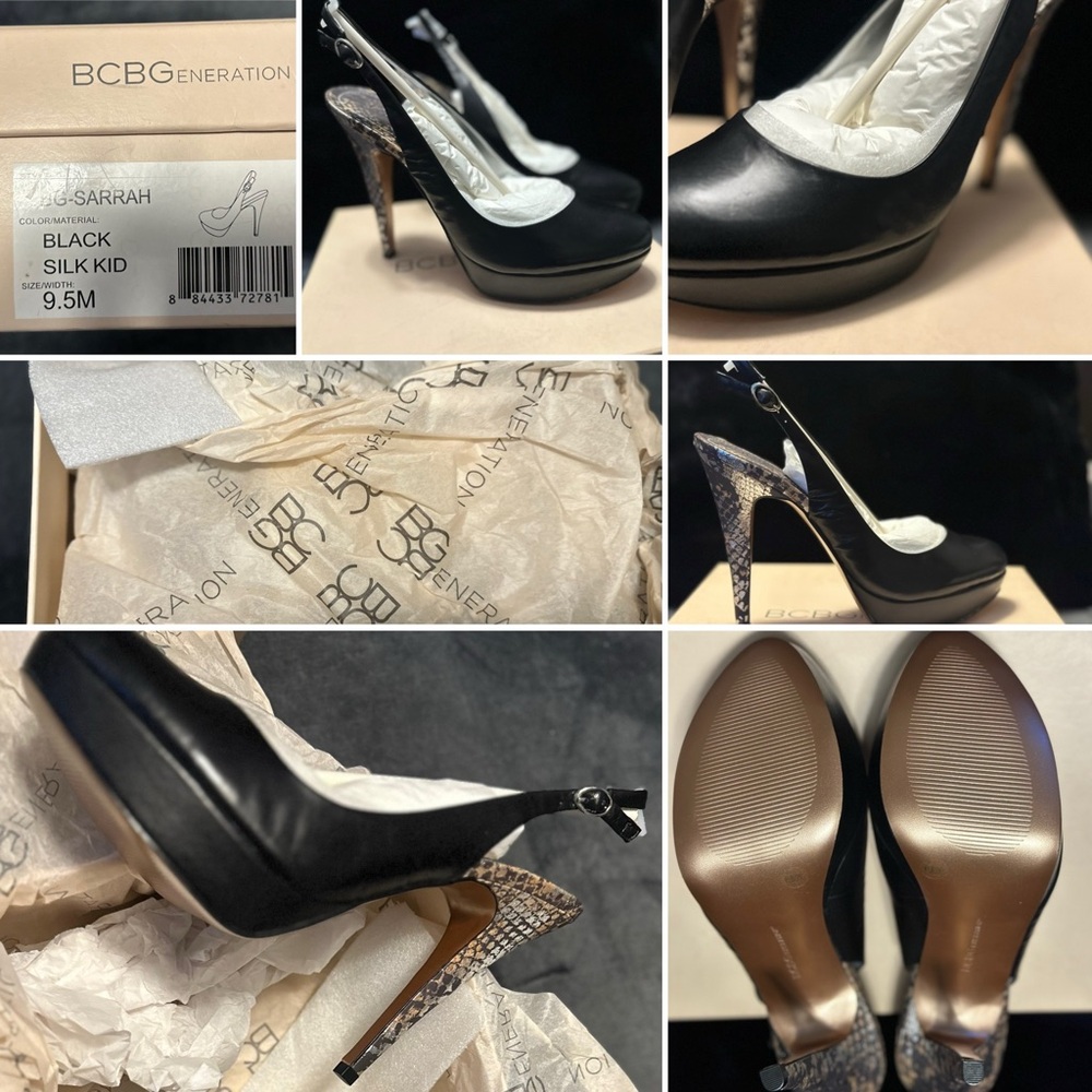 BCBGeneration Black and Tan Heels